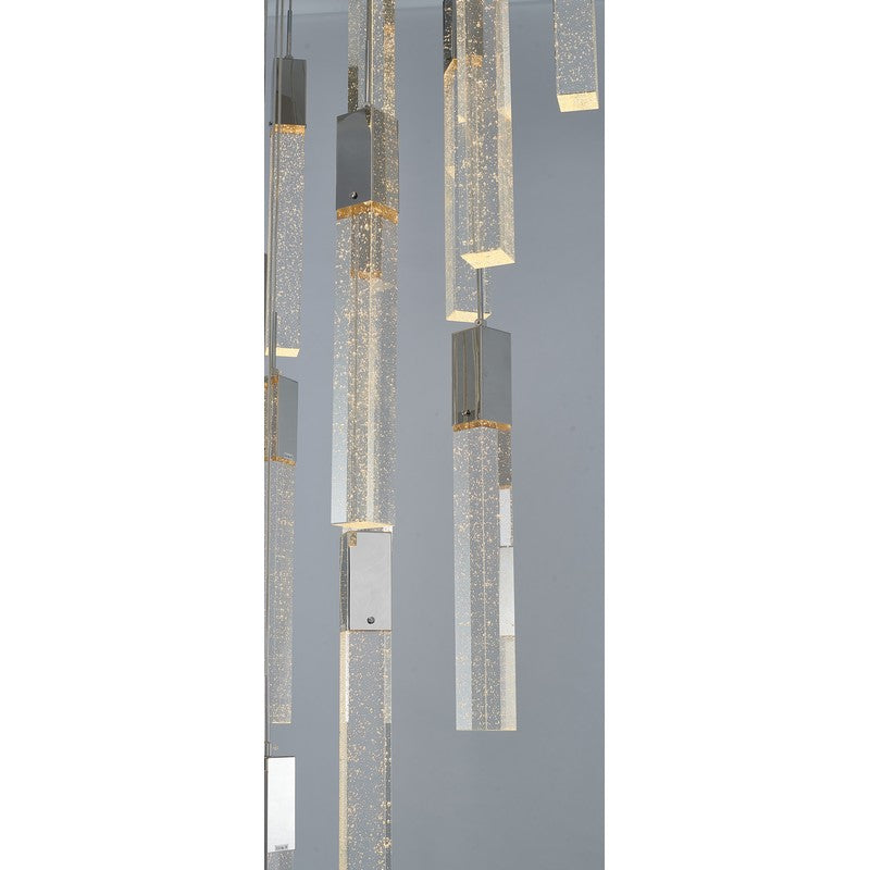 Flushed Matte Black Frame Chandelier with Hanging Clear Bubble Block Crystals