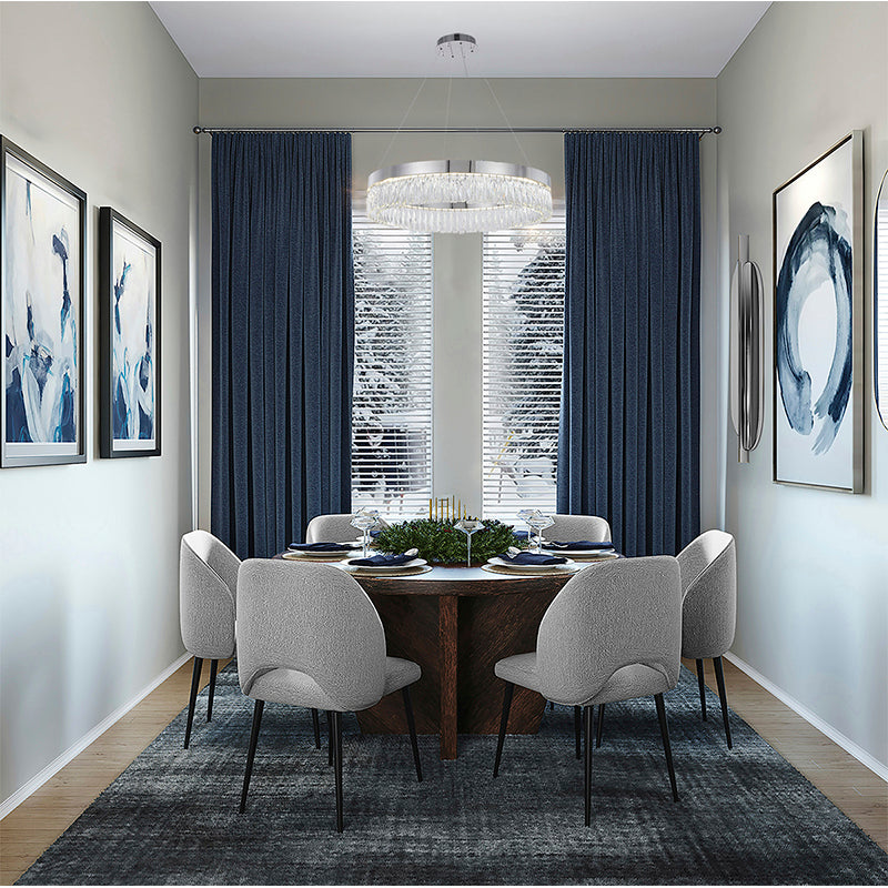 Chrome LED Chandelier with Hanging Crystals