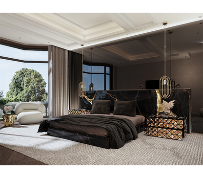 Lapiaz Black Bed & Headboard