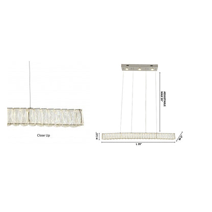 Long Rectangular Chrome LED Chandelier