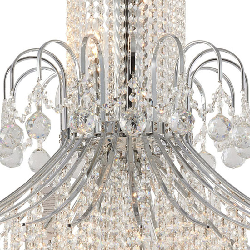 Chrome Waterfall Chandelier With Clear Hanging Crystals