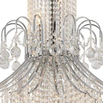 Chrome Waterfall Chandelier With Clear Hanging Crystals