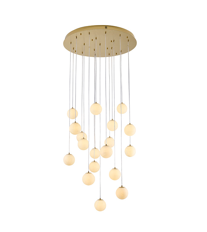 Brass Stainless Steel Chandelier With Alabaster Pendants