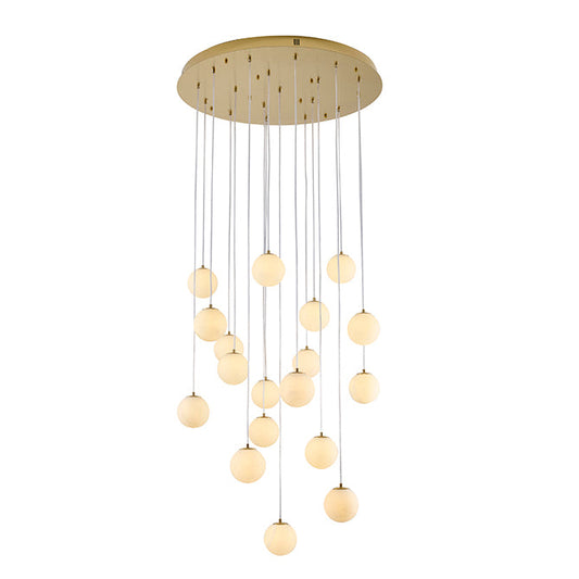 Brass Stainless Steel Chandelier With Alabaster Pendants