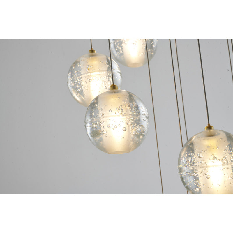 Flushed Chandelier With Hanging Clear Bubble CRYSTAL Pendants