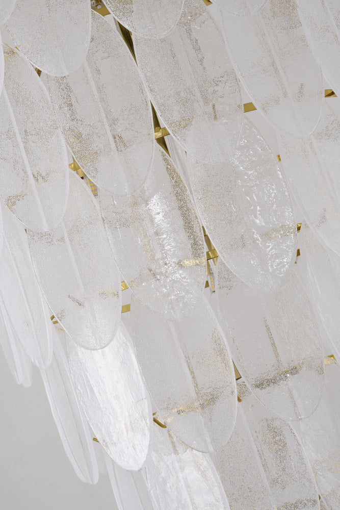 Brass Chandelier with Frosted Glass Shades