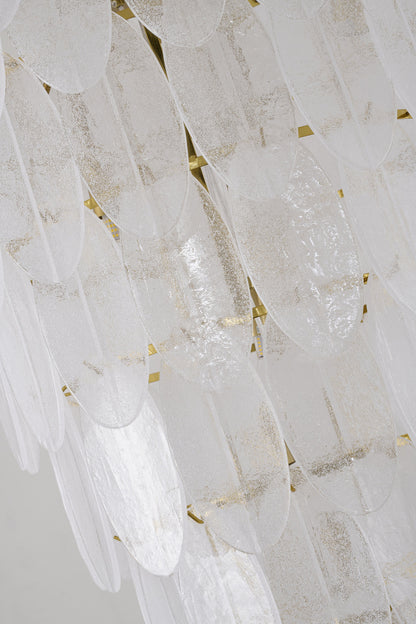 Brass Chandelier with Frosted Glass Shades