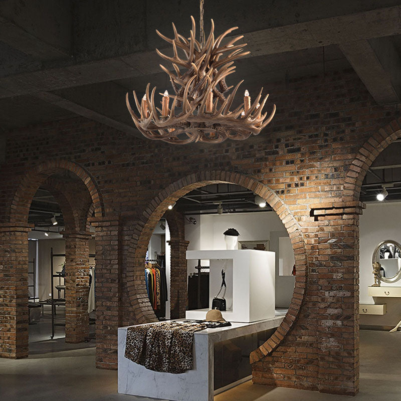 Modern 9-Light Antler Chandelier