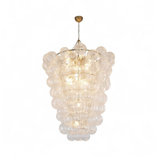Brass Frame Chandelier featuring Clear Swirl Glass Shades
