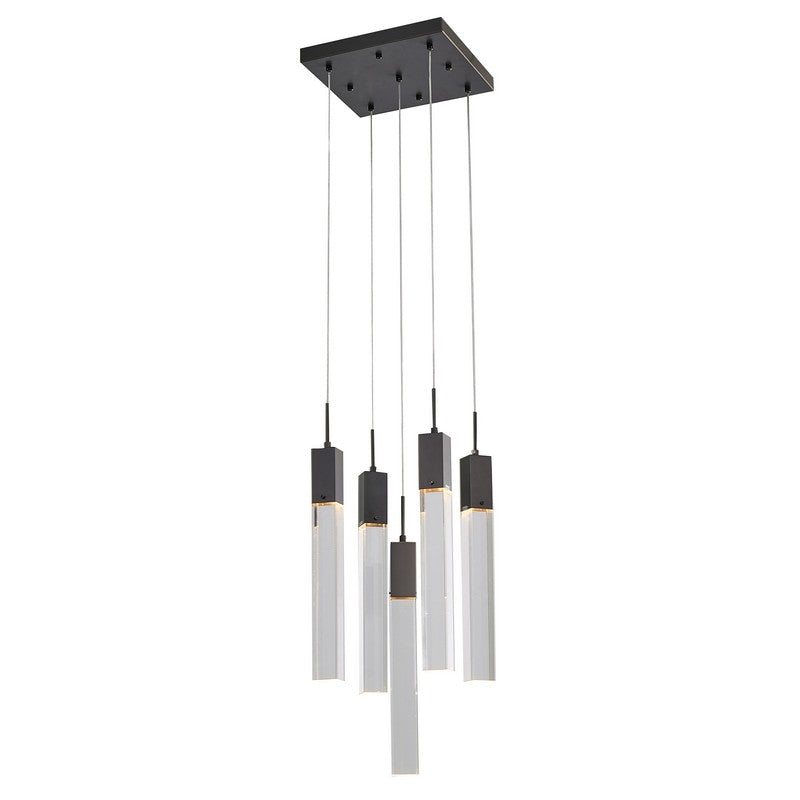 Flushed Chrome/Black Frame Chandelier