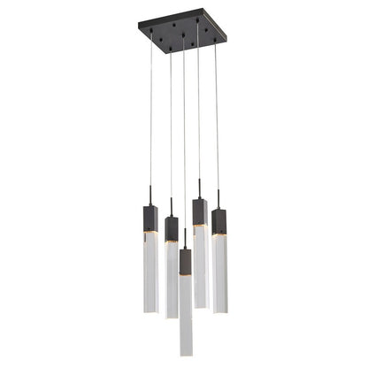 Flushed Chrome/Black Frame Chandelier