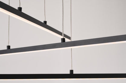 Matte Black Frame LED Ceiling Fixture With Hanging Stick Pendants