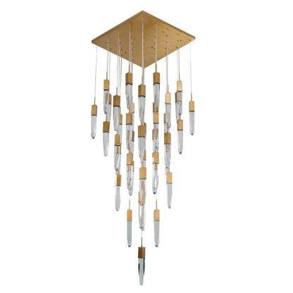 Flushed Chrome Frame Chandelier with Clear Bubble Hanging Crystal Pendants