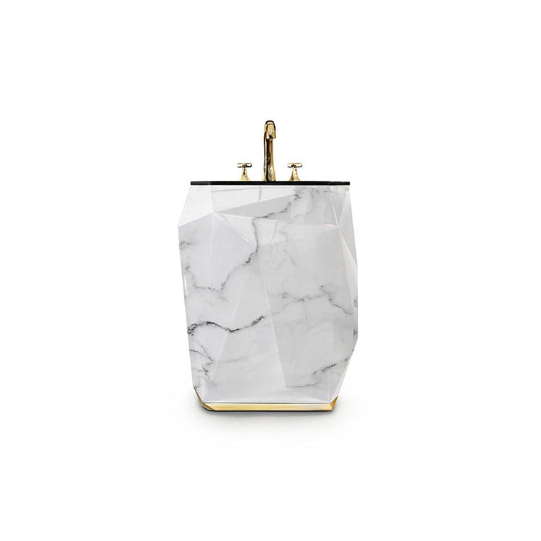 Diamond Faux Marble Pedestal Sink