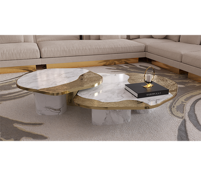 Opelia Calacatta Marble & Gold Center Table