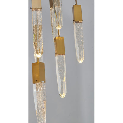 Flushed Chrome Frame Chandelier with Clear Bubble Hanging Crystal Pendants