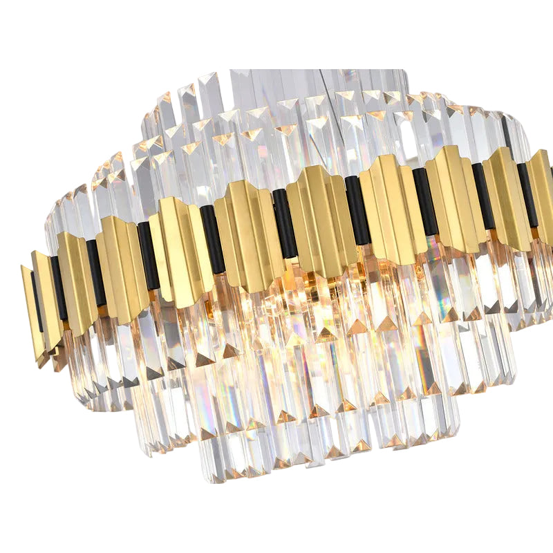 Gold Chandelier With Clear Hanging Crystals
