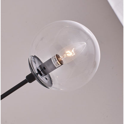 Black Metal Frame Ceiling Fixture with Clear Glass Globe Shapes