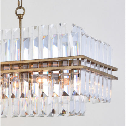 Antique Gold Two Tier Clear Crystal Chandelier