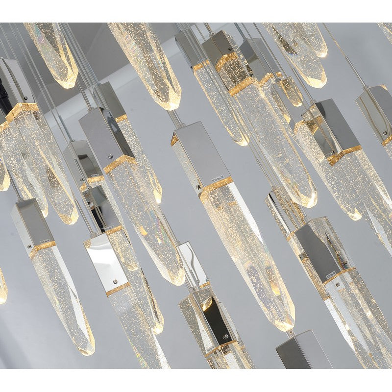 Flushed Chrome Frame Chandelier with Clear Bubble Hanging Crystal Pendants