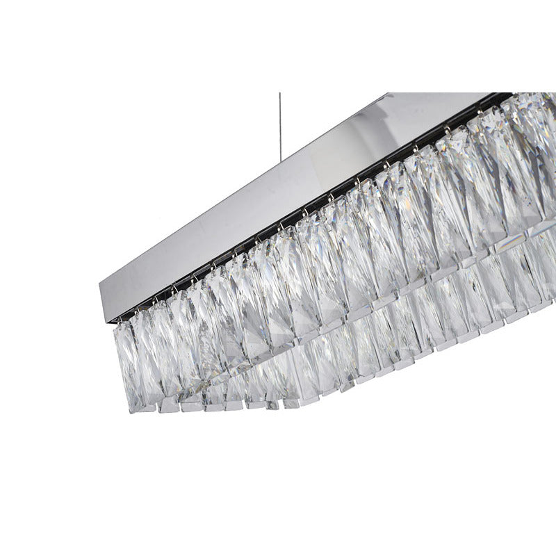 Chrome LED Chandelier with Hanging Crystals