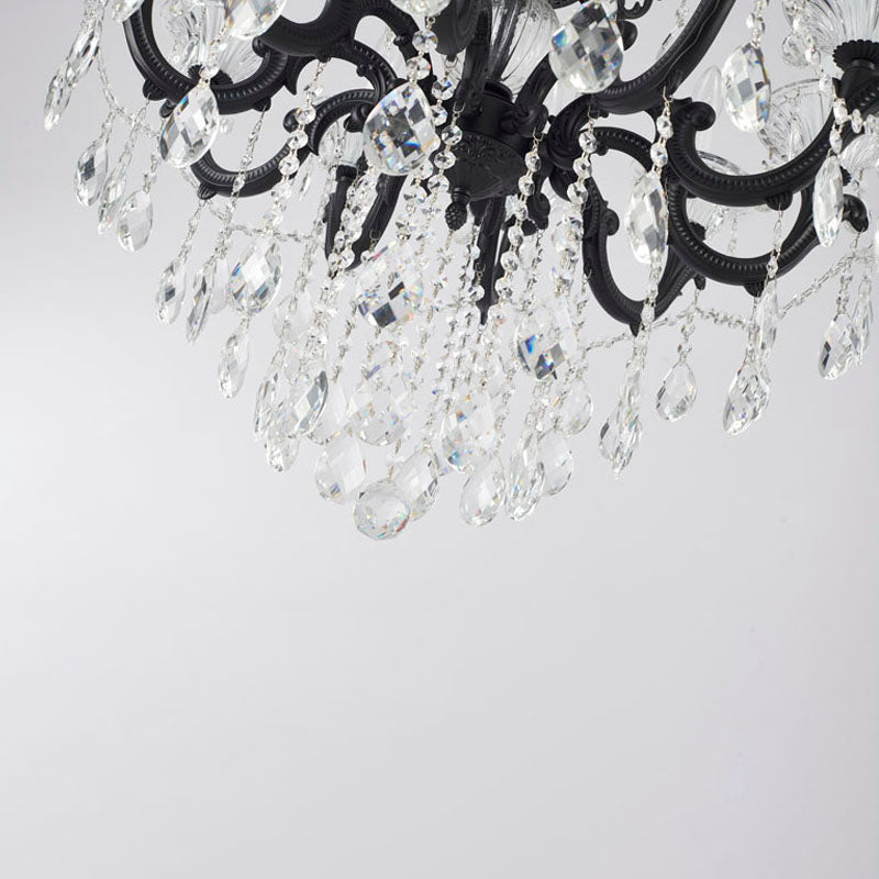 Satin Black 10-Light Crystal Chandelier