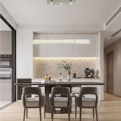 Long Rectangular Chrome LED Chandelier