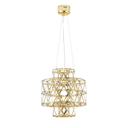 3 Tier 40-Light Dimmable Gold Stainless Steel LED Chandelier