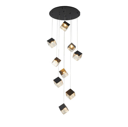Round Satin Black Frame Chandelier