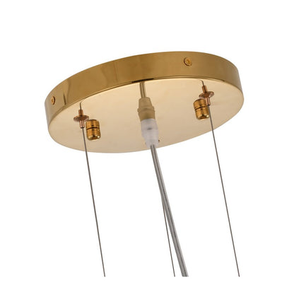 Gold Stainless Steel Pendant Light with Clear Hanging Crystal Beads