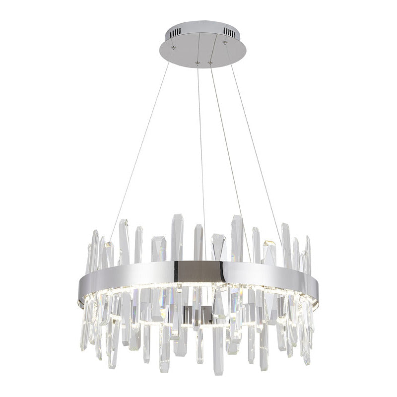 Chrome Linear LED Chandelier with Clear Crystals