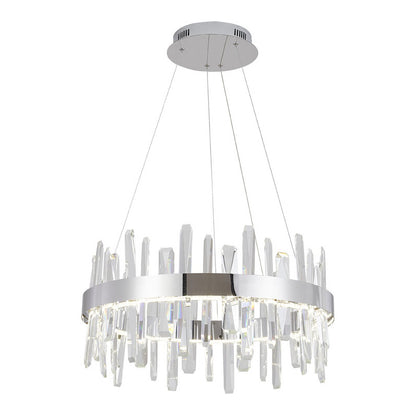 Chrome Linear LED Chandelier with Clear Crystals