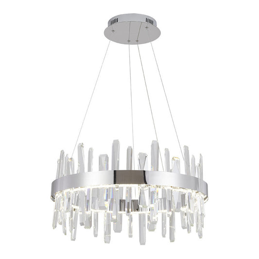 Chrome Linear LED Chandelier with Clear Crystals