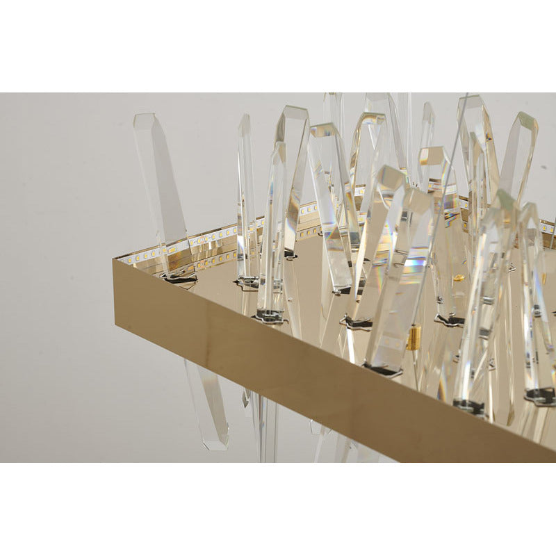 Gold Rectangular Crystal LED Chandelier