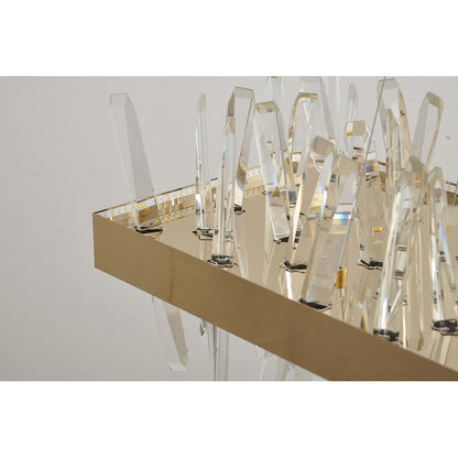 Gold Rectangular Crystal LED Chandelier