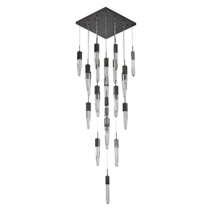 Flushed Chrome Frame Chandelier with Clear Bubble Hanging Crystal Pendants