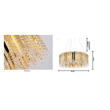 Gold Chandelier With Clear Hanging Crystal Beads