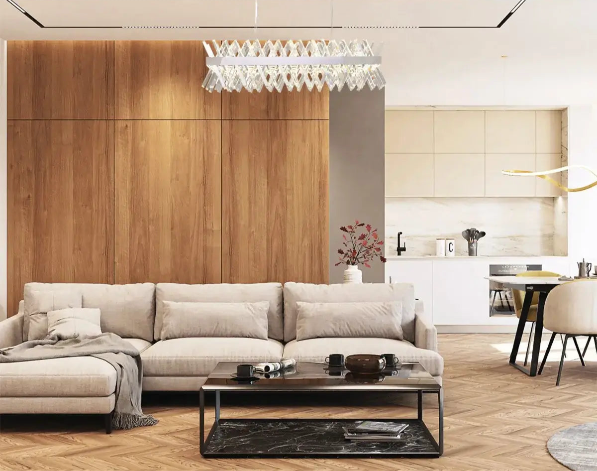 Dimmable Gold Metal LED Chandelier, Rectangular Design
by Bethel International