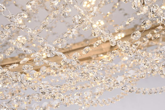 Copper Basket Crystal Chandelier - Close view