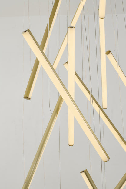 Brass Metal LED Chandelier With White Acrylic Diffusers