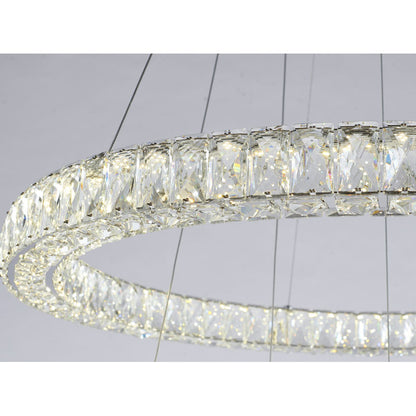 Chrome Three-Tier Crystal LED Chandelier