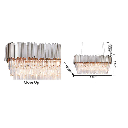 Chrome/Gold Chandelier With Clear Hanging Crystals