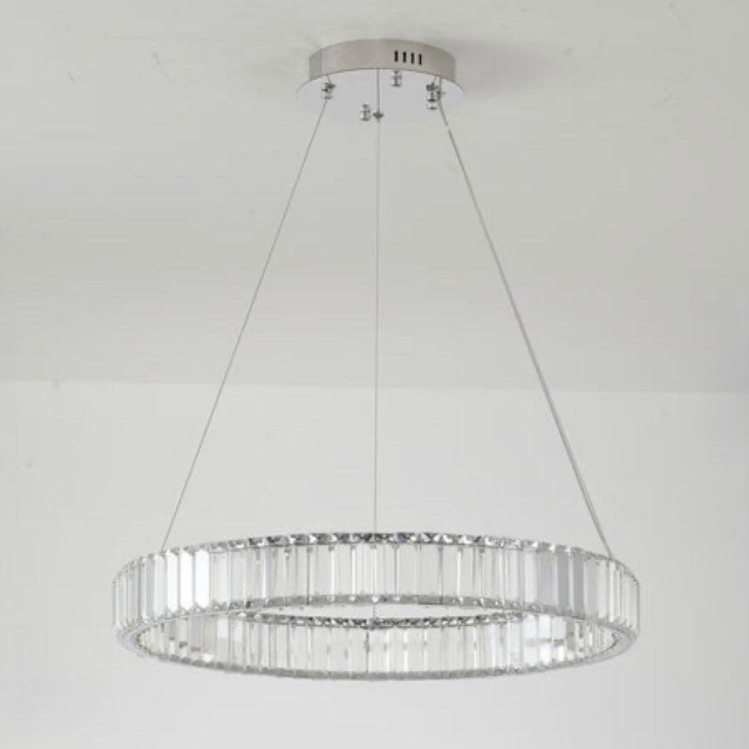 Clear Crystal Halo Chandelier With Chrome/Gold Hardware