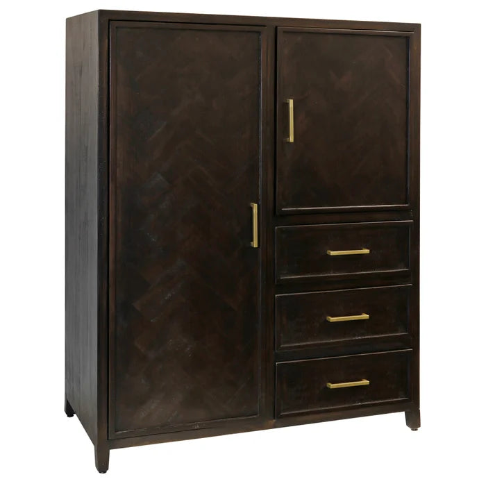 Burnt Umber Solid Wood Wardrobe Cabinet