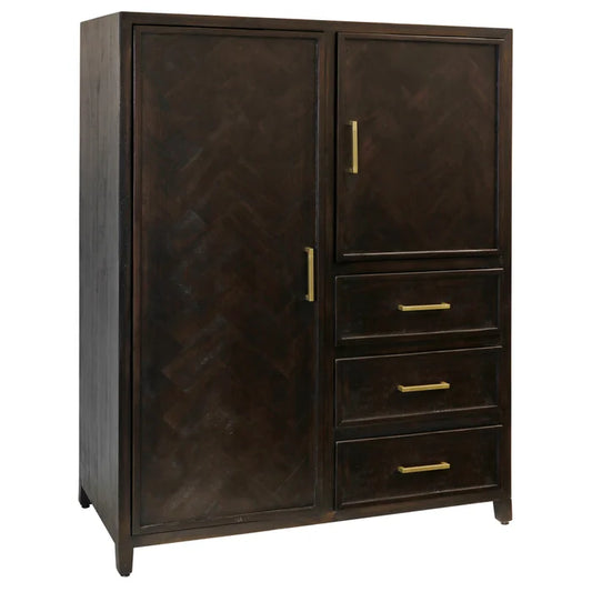 Burnt Umber Solid Wood Wardrobe Cabinet