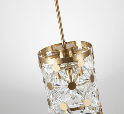 Copper Pendant Light with Clear Crystal Star Detailing