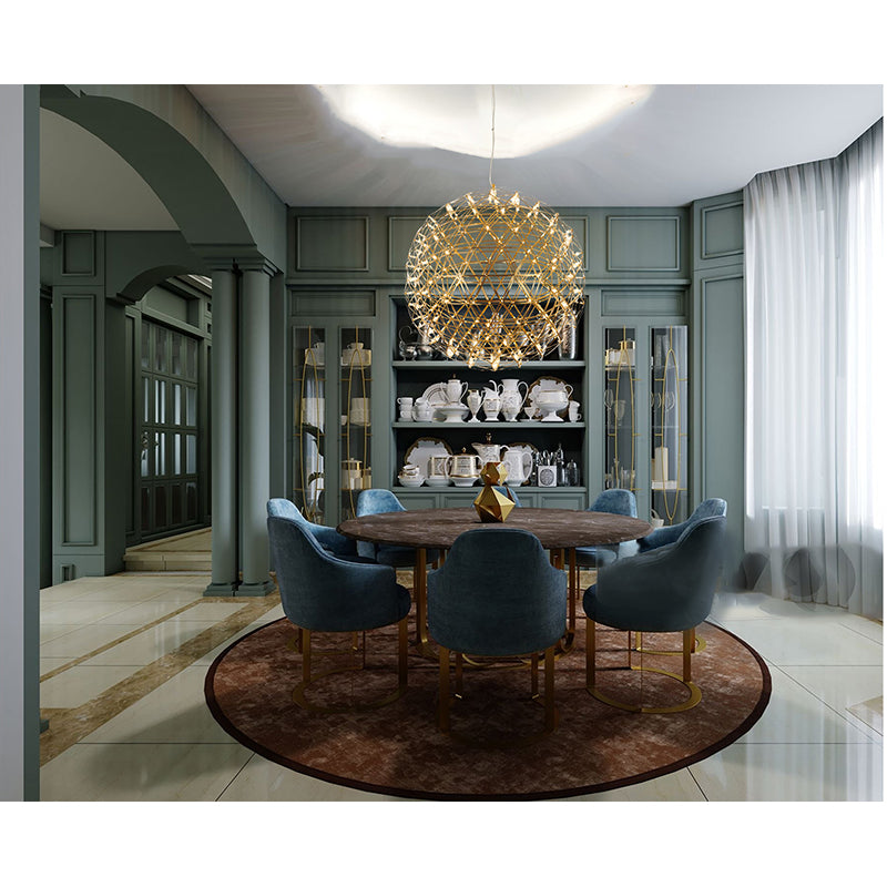 Gold LED Starburst Chandelier – 37" Modern Round Ceiling Light