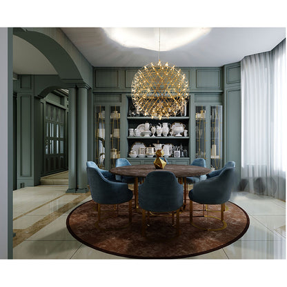 Gold LED Starburst Chandelier – 37" Modern Round Ceiling Light