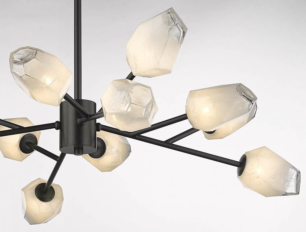 Gold Branch Chandelier with White Glass Shades