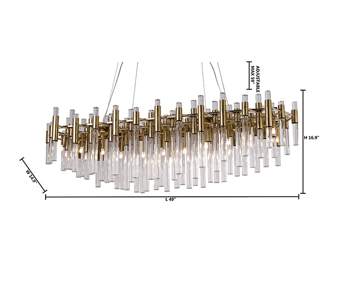 Gold Chandelier with Clear Glass Rods